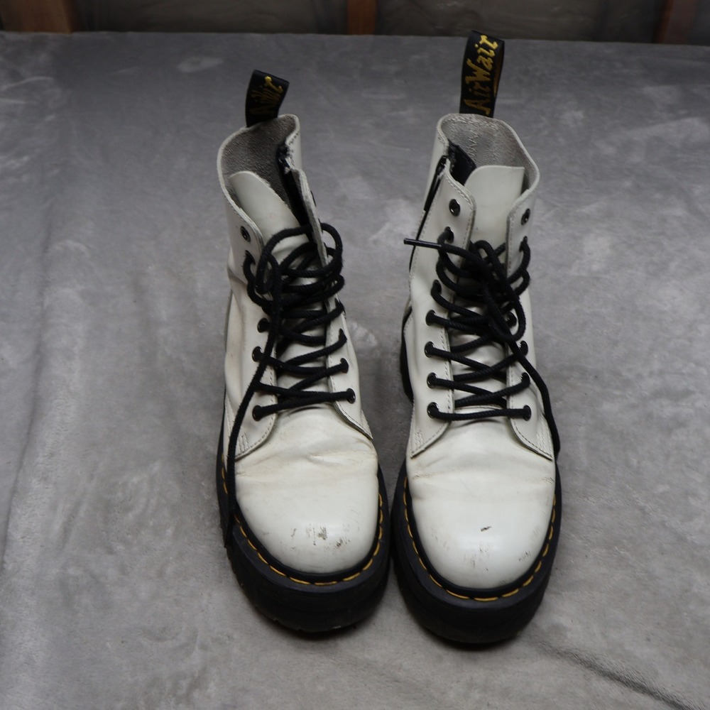 Dr Martens Jadon Unisex 7M 8L Combat Boot White Leather Zip Chunky Platform Heel